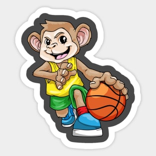 Monkey as basketball player with basketball Sticker